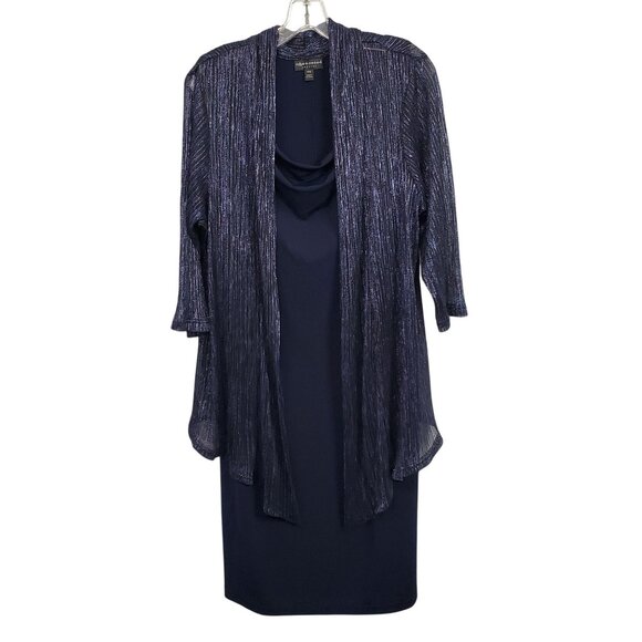 Connected Apparel Plus 14W Dress Jacket 1 Piece Metallic Evening Plus Dressy - Picture 2 of 14